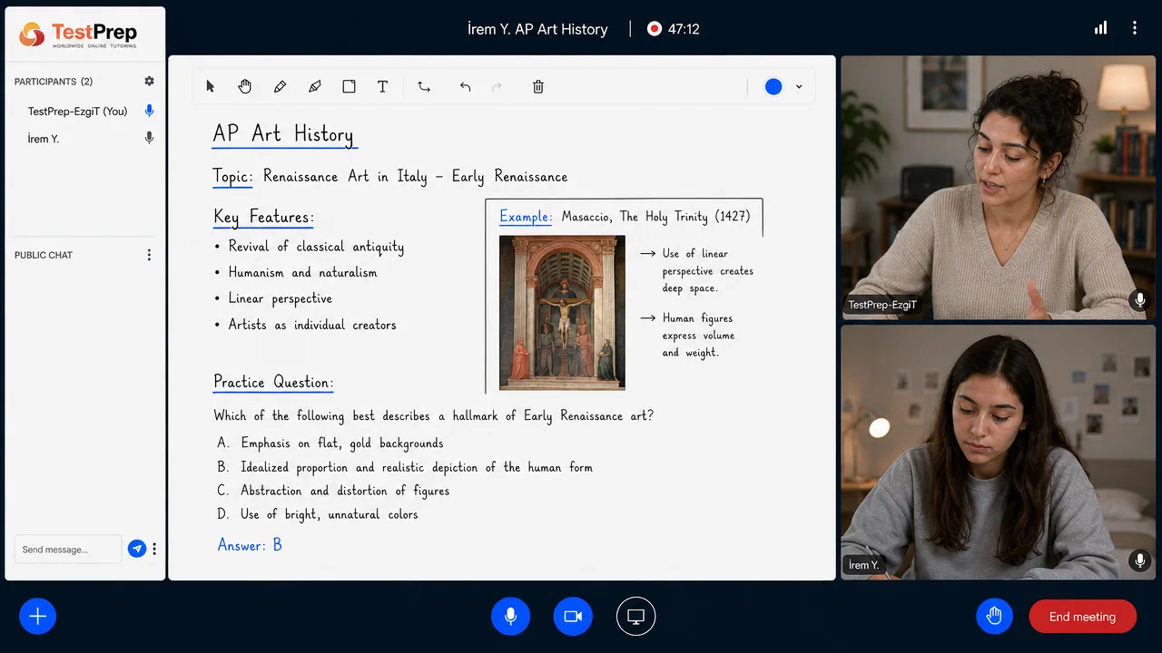 AP Art History 1-to-1 lesson in the TestPrep classroom