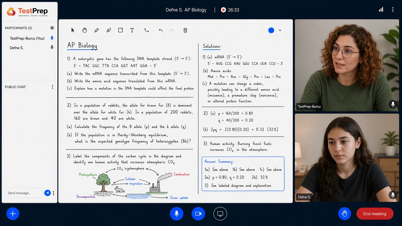 AP Biology 1-to-1 lesson in the TestPrep classroom