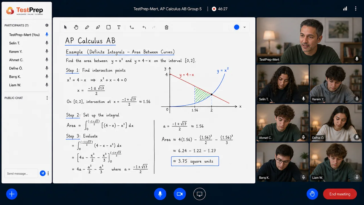 AP Calculus AB group lesson in the TestPrep classroom