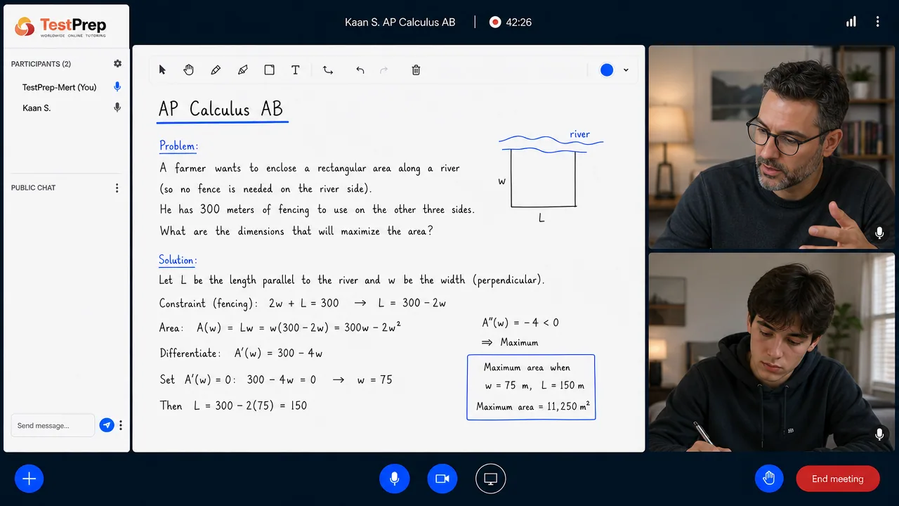 AP Calculus AB 1-to-1 lesson in the TestPrep classroom