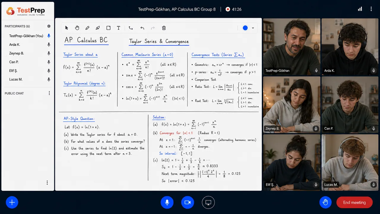 AP Calculus BC group lesson in the TestPrep classroom