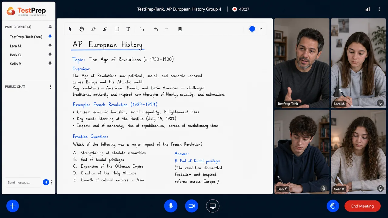 AP European History group lesson in the TestPrep classroom