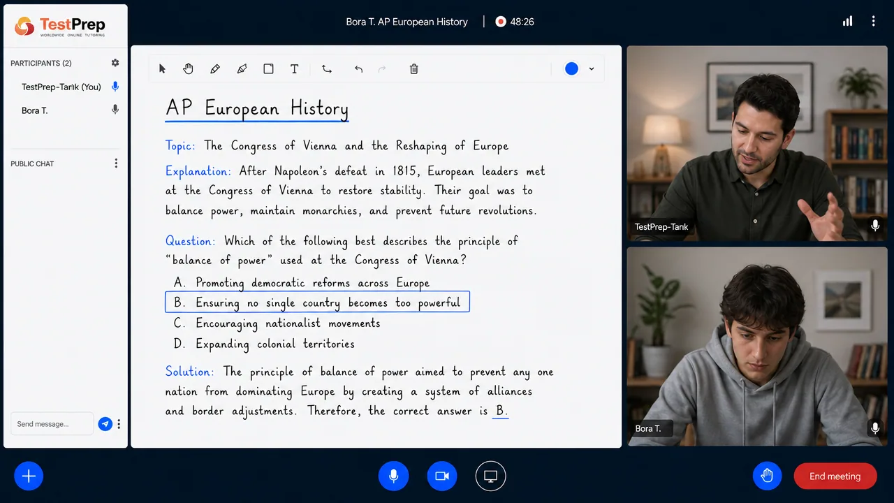 AP European History 1-to-1 lesson in the TestPrep classroom