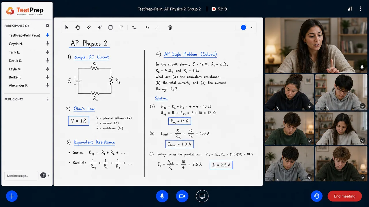 AP Physics 2 group lesson in the TestPrep classroom