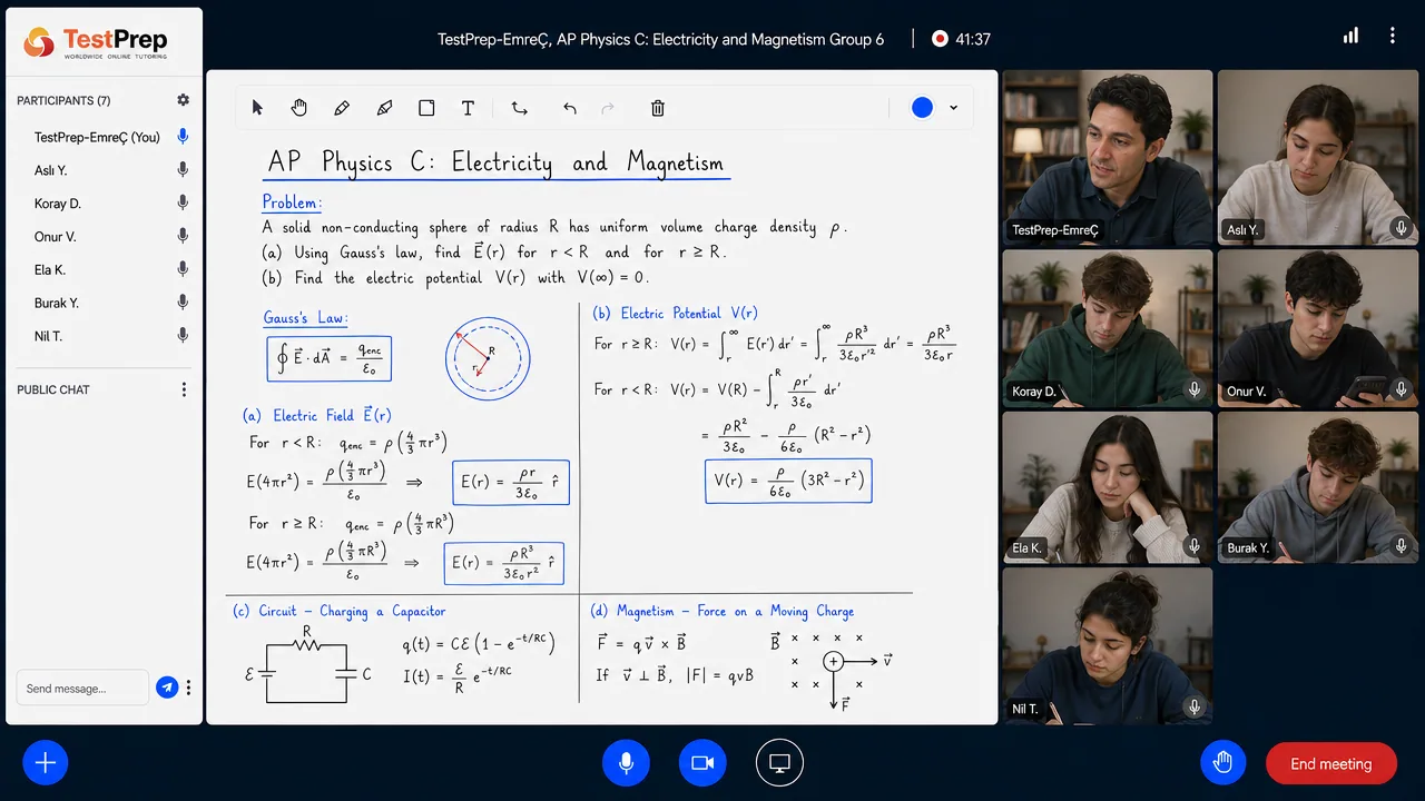 AP Physics C: Electricity and Magnetism group lesson in the TestPrep classroom