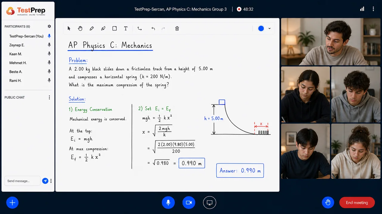 AP Physics C: Mechanics group lesson in the TestPrep classroom