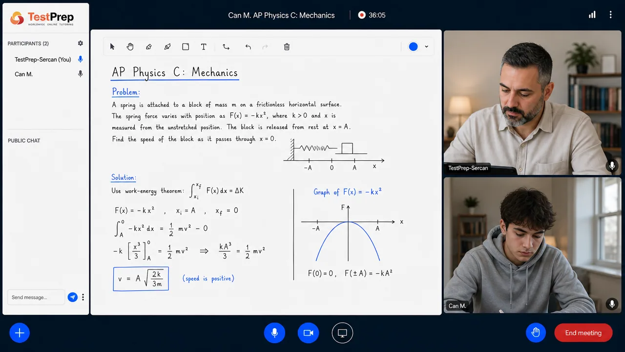 AP Physics C: Mechanics 1-to-1 lesson in the TestPrep classroom