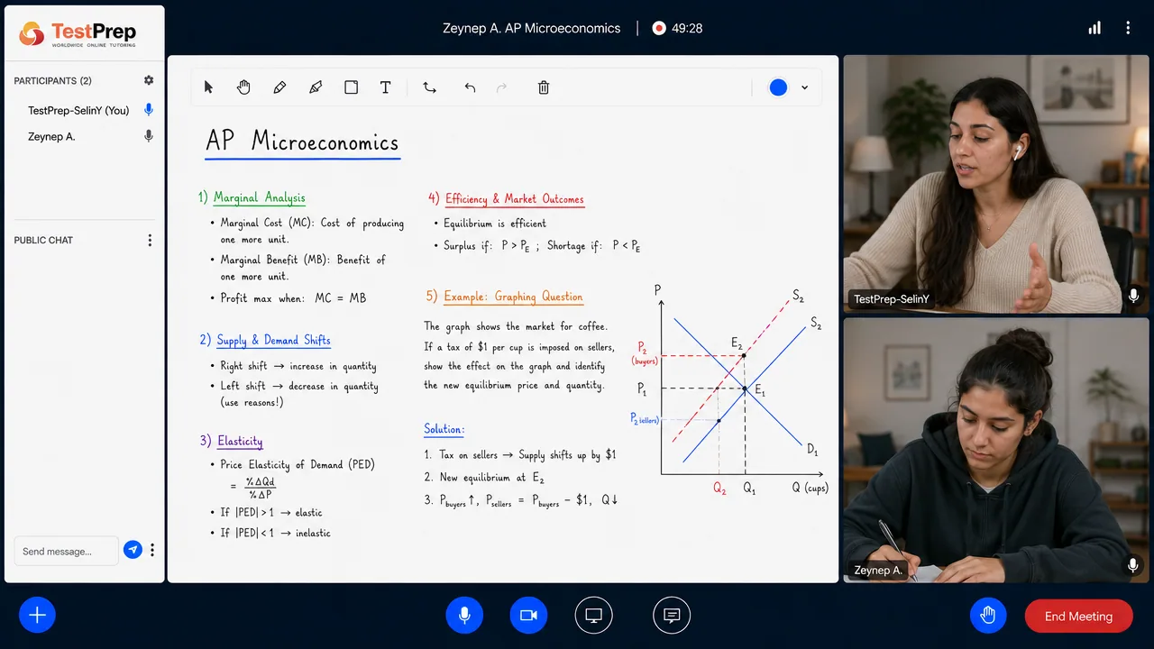 AP Microeconomics 1-to-1 lesson in the TestPrep classroom