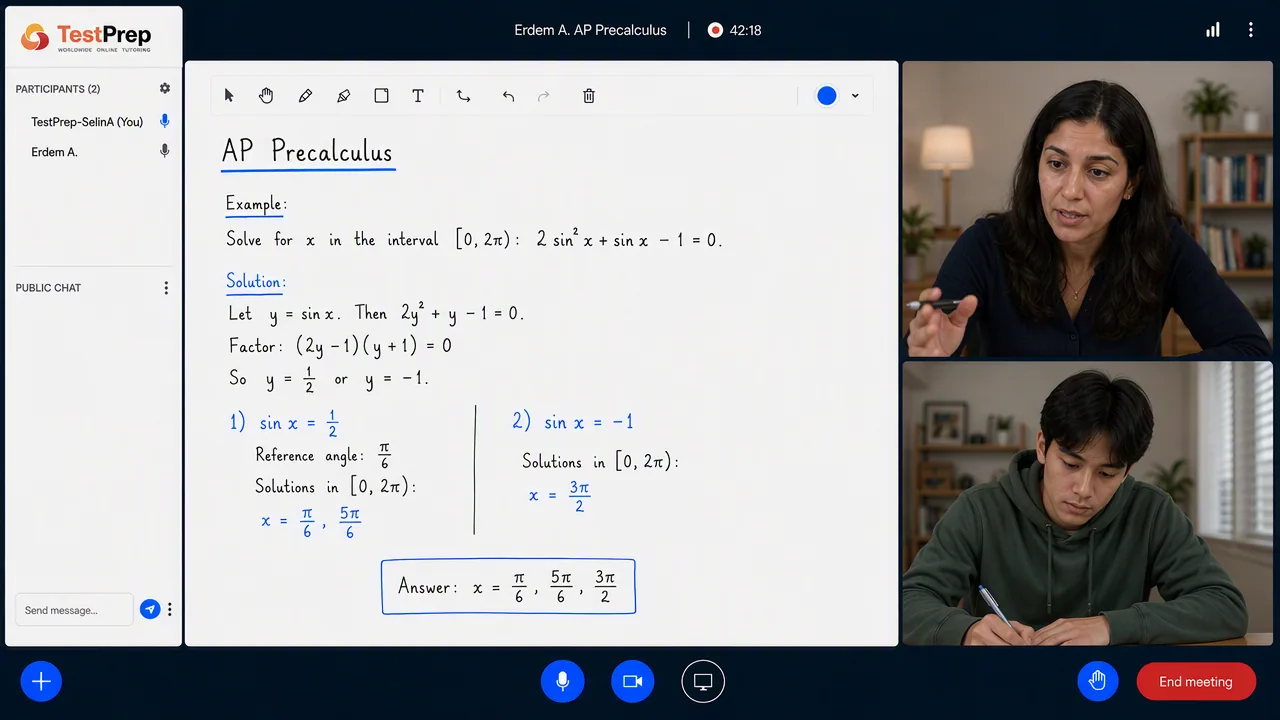 AP Precalculus 1-to-1 lesson in the TestPrep classroom