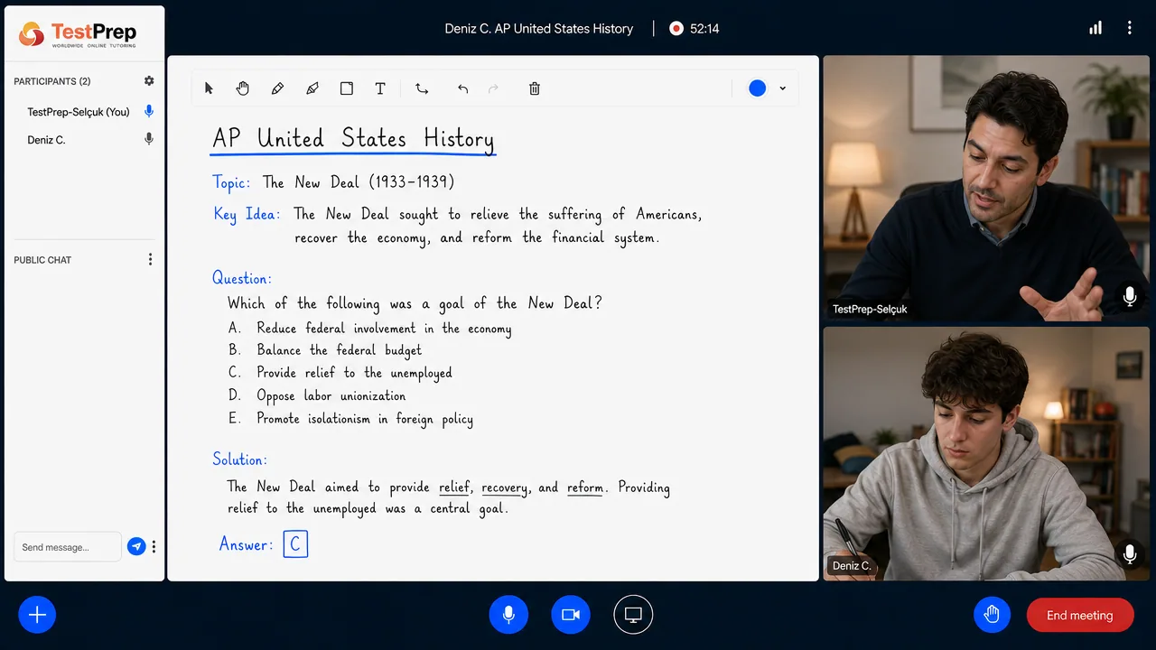 AP US History 1-to-1 lesson in the TestPrep classroom